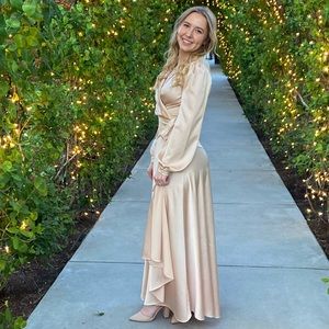 BOOHOO Satin Wrap Belted Maxi Dress